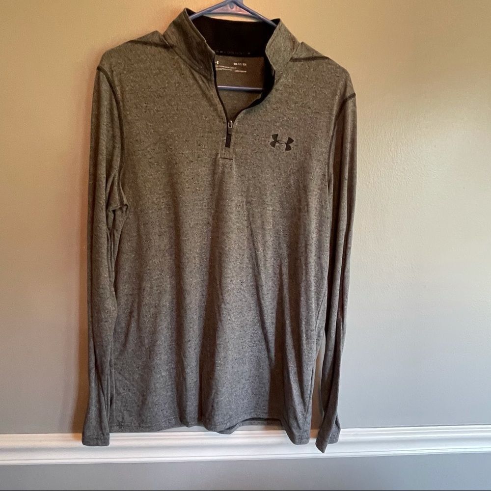 Men’s Size Small S Threadborne Under Armour pullover shirt loose 1/4 zip gray